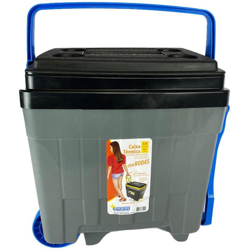 Caixa Térmica 34L com Rodinhas Cinza - Antares - Caixa Térmica